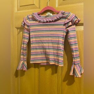 Hannah Banana Multicolor Striped Ruffle Sleeve Top